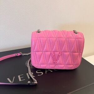 Versace Virtus Bubblegum Pink Quilted Women's Crossbody Bag